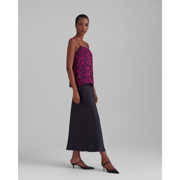 Club Monaco Trycia Black Bias Slip Midi Skirt Size 8 - Picture 2 of 9
